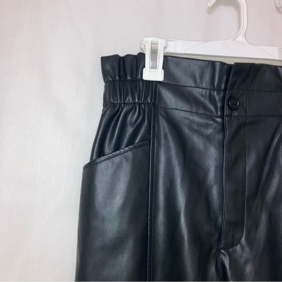 NWT Madewell Faux Leather Highwaist Pull-On Paper Bag Pants Black Sz 2 - Picture 8 of 14
